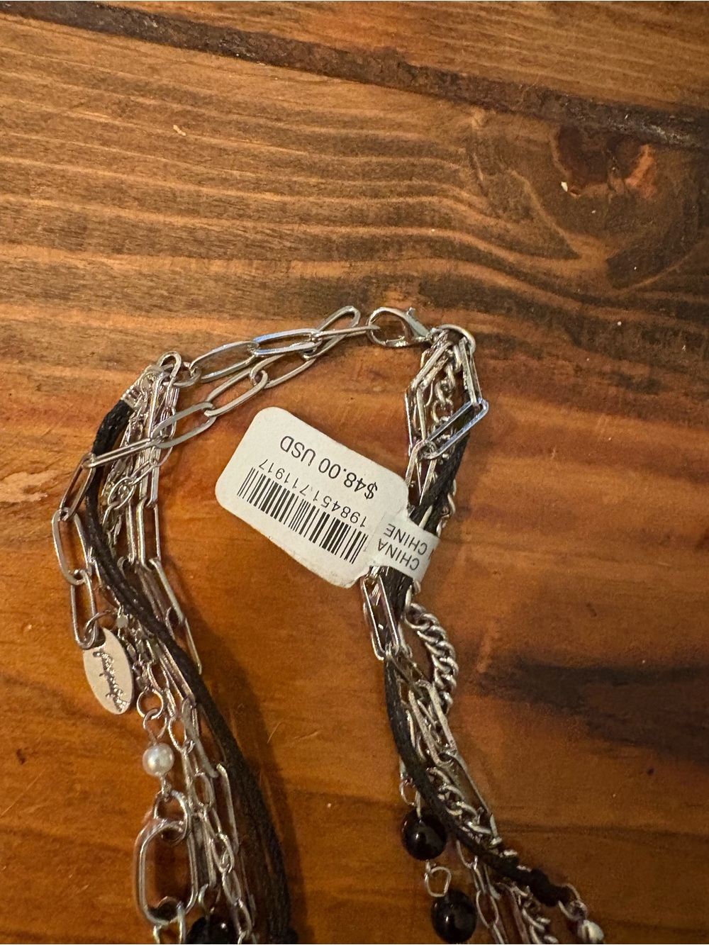 Free People Starry Layer Necklace in black and white NWT - Picture 4 of 5